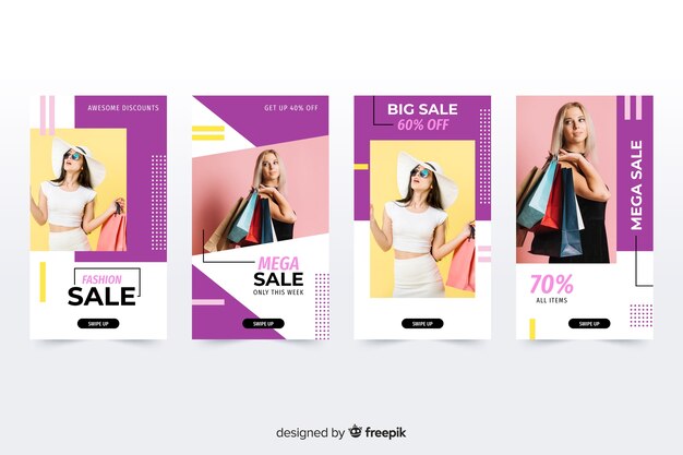 Free Vector fashion sale instagram stories with photo