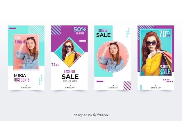 Free Vector fashion sale instagram stories with photo