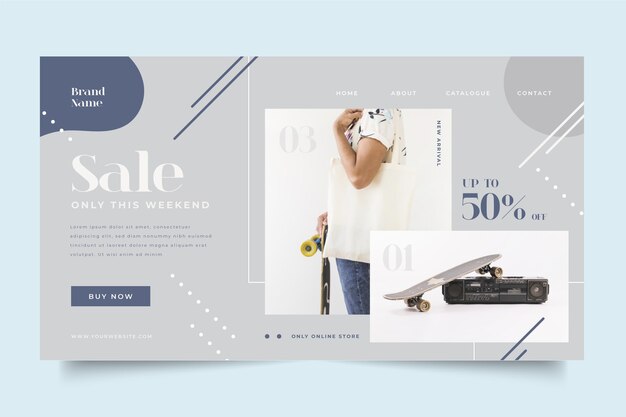 Fashion sale landing page template with photo