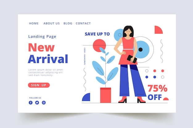 Free Vector fashion sale landing page template