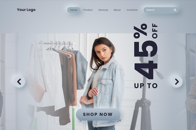 Free Vector fashion sale landing page template