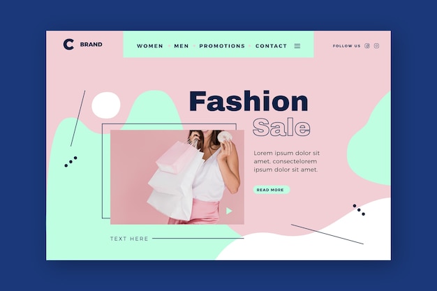 Free Vector fashion sale landing page template