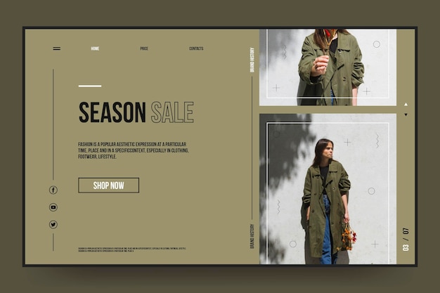 Free vector fashion sale landing page template