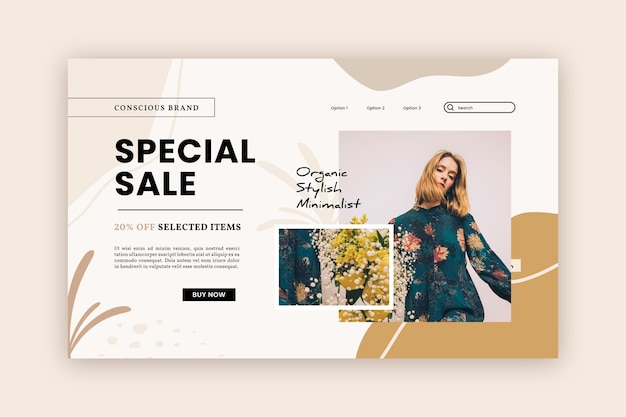 Free Vector fashion sale landing page template