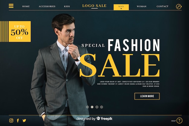 Fashion sale landing page with photo