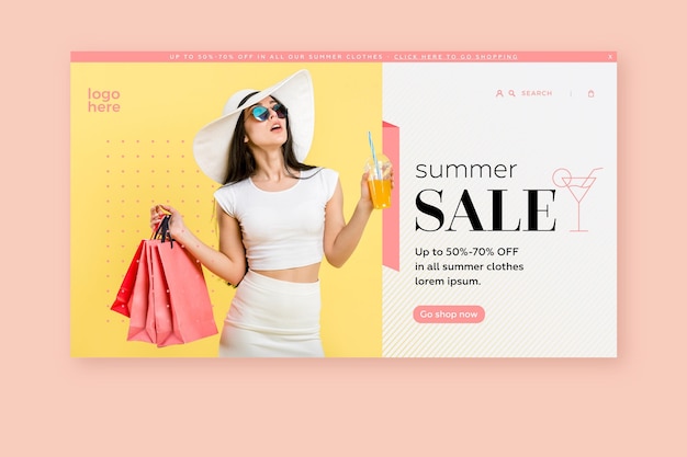 Free Vector fashion sale - landing page