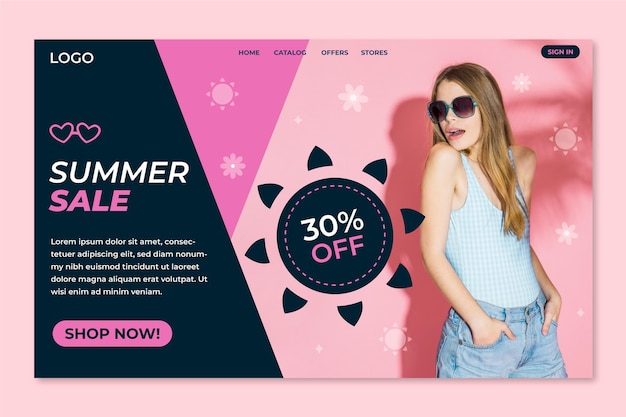 Free Vector fashion sale landing page