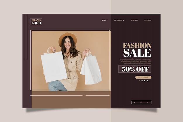 Free Vector fashion sale landing page