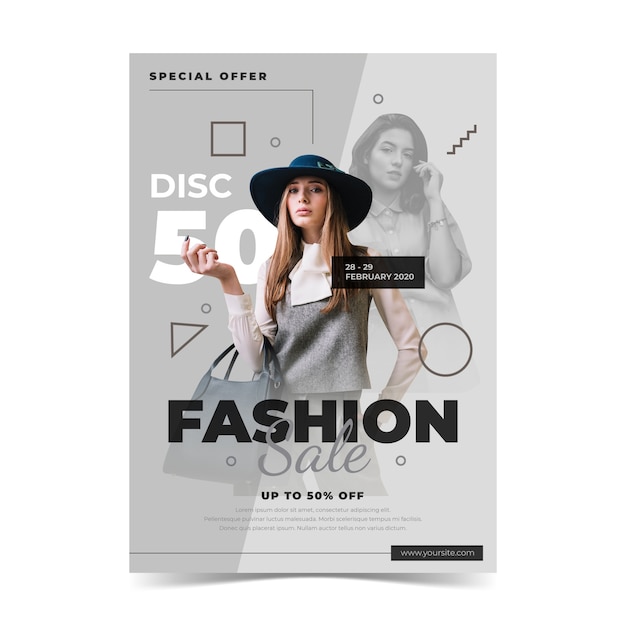 Free Vector fashion sale template with model