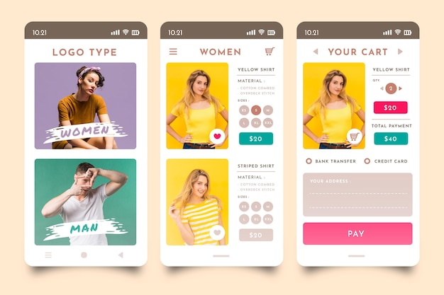 Fashion shopping app interface