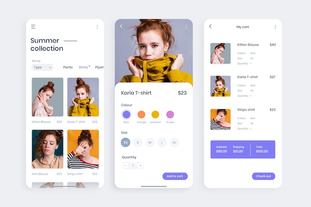 Fashion shopping app interface