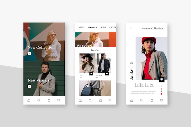 Fashion shopping app interface