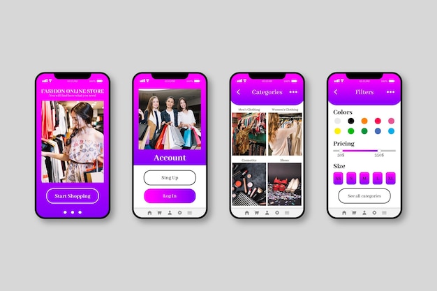 Free vector fashion shopping app interface