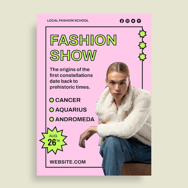 Free Vector fashion show poster template