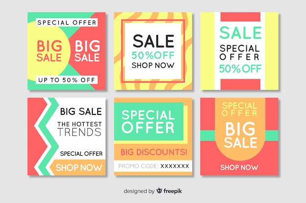 Fashion social media sales banners collection