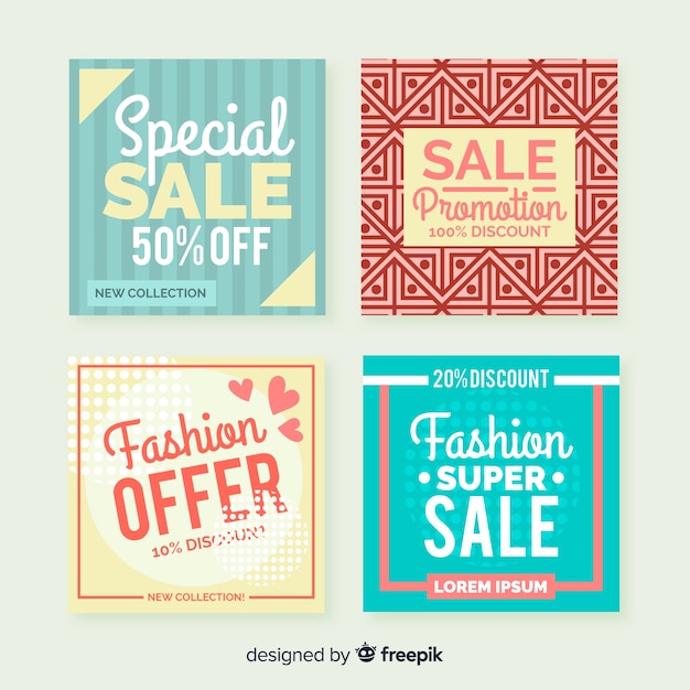 Fashion social media sales banners collection