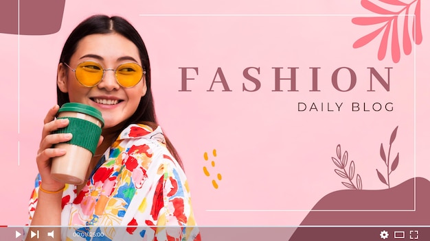 Fashion vlogger youtube thumbnail template