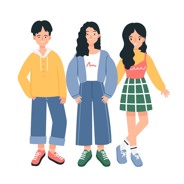 Free Vector fashion young koreans