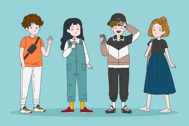 Free Vector fashion young koreans