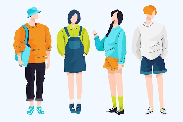 Free Vector fashion young koreans