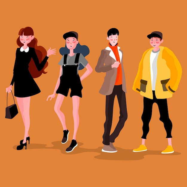 Free Vector fashion young koreans