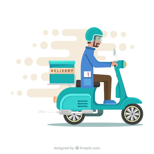 Fast deliveryman with flat design