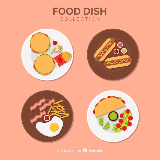 Fast food dishes collection