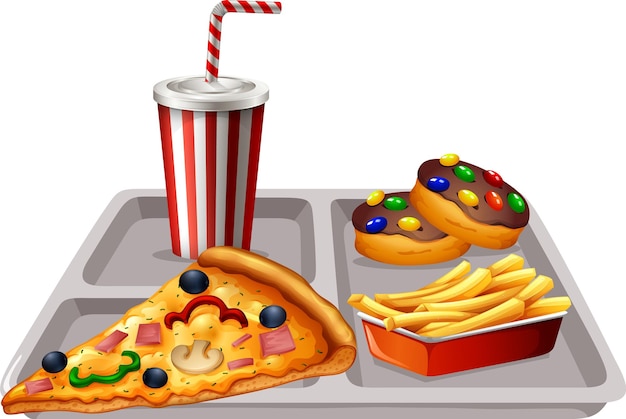 Free vector fast food meal set on white background