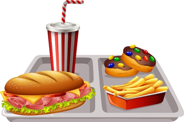 Free vector fast food meal set on white background