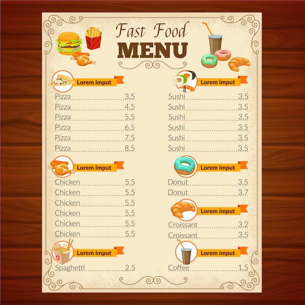 Fast Food Menu