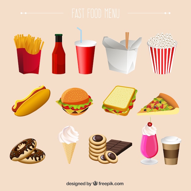 Free Vector fast food menu