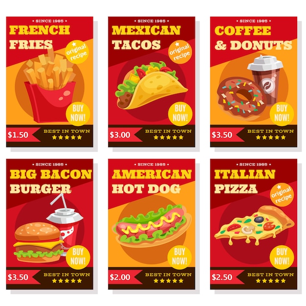 Fast Food Posters Set