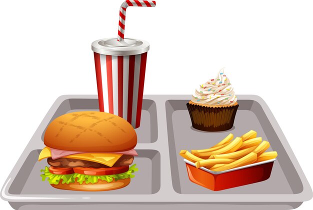 Fast food set in a tray