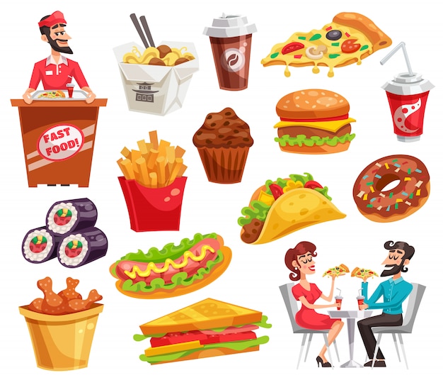 Free Vector fast food set