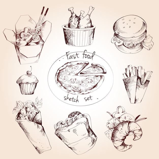 Fast food sketch set