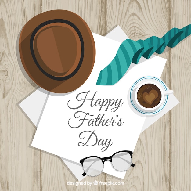 Free Vector father's day background with desk in top view