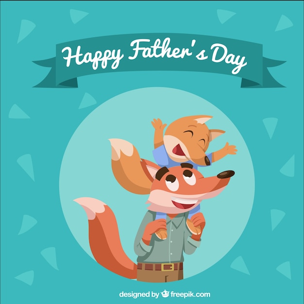 Free Vector father's day background with family of foxes