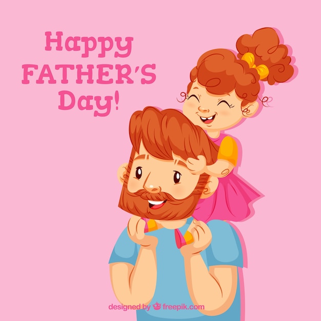 Free Vector father's day background with happy daughter and dad