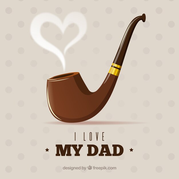 Father's day background with pipe in flat style