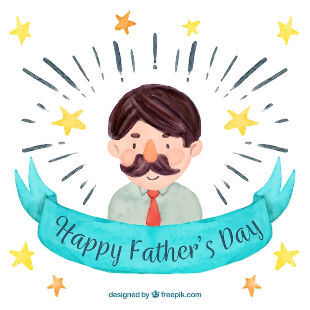 Father's day background with stars in watercolor style