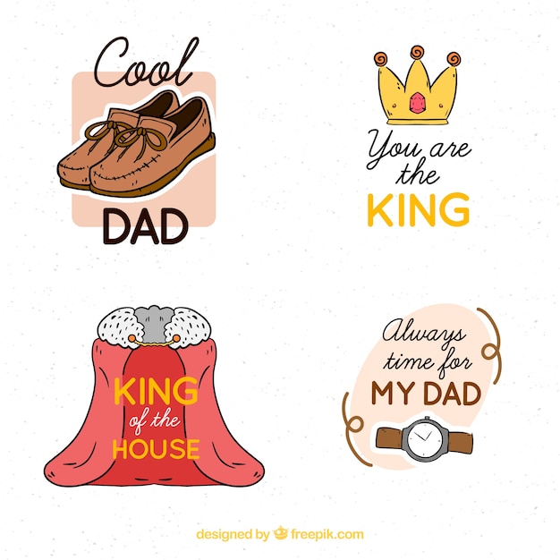 Free vector father's day badges collection with accessories