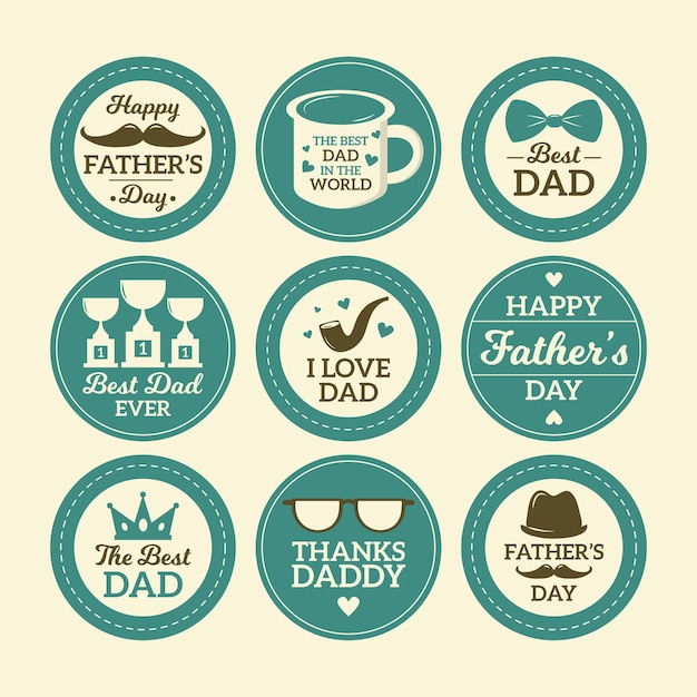 Father's day badges in flat design