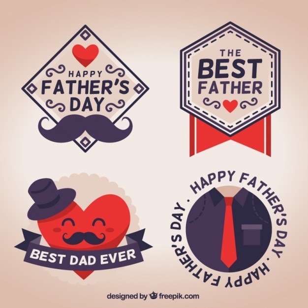 Free Vector father's day badges with moustaches