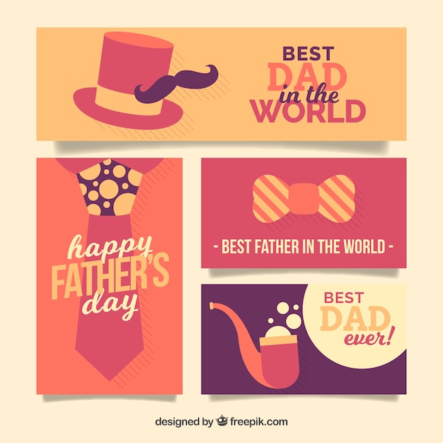 Free vector father's day banners collection with clothes elements in flat style