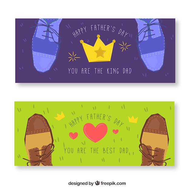 Father's day banners collection with different shoes