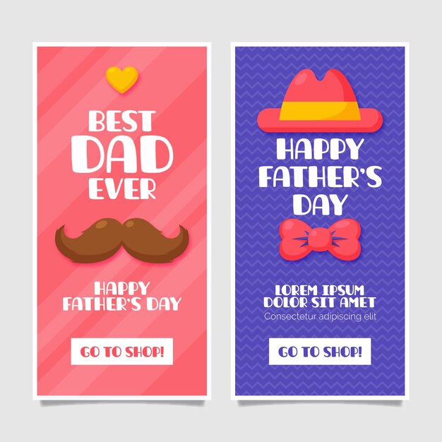 Father's day banners in flat design