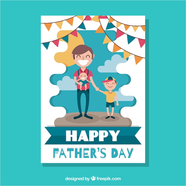 Free Vector father's day greeting card with decorative garlands