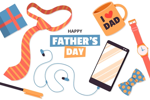 Father's day hand drawn flat background