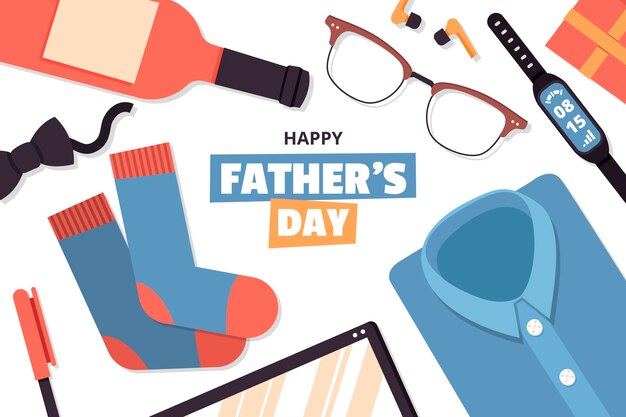 Father's day hand drawn flat background