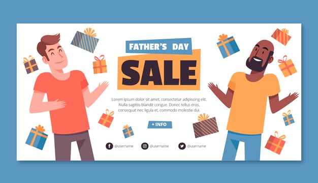 Father's day hand drawn flat sale banner